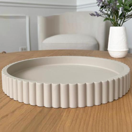 Round Decorative Tray Resin 11'' Diameter Solid Color Tray Minimalist Tabletop