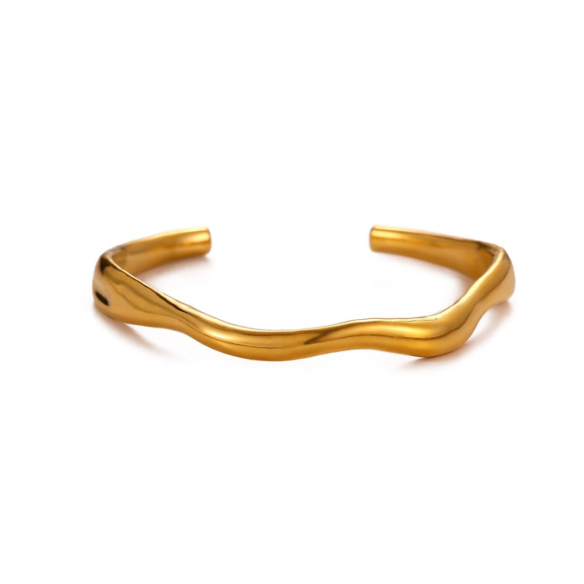 

Irregular Open Cuff Bangle For Women Minimalist Stainless Steel Water Wrist Chunky Jewelry Waterproof Gold Color Bracelet Gift