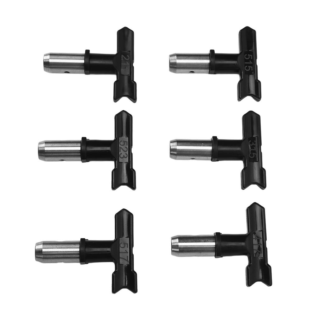 6 Pcs Airless Paint Sprayer Tip Set 211 315 417 515 517 523 Airless Spray Nozzles with 6 Filters and 2 Seats