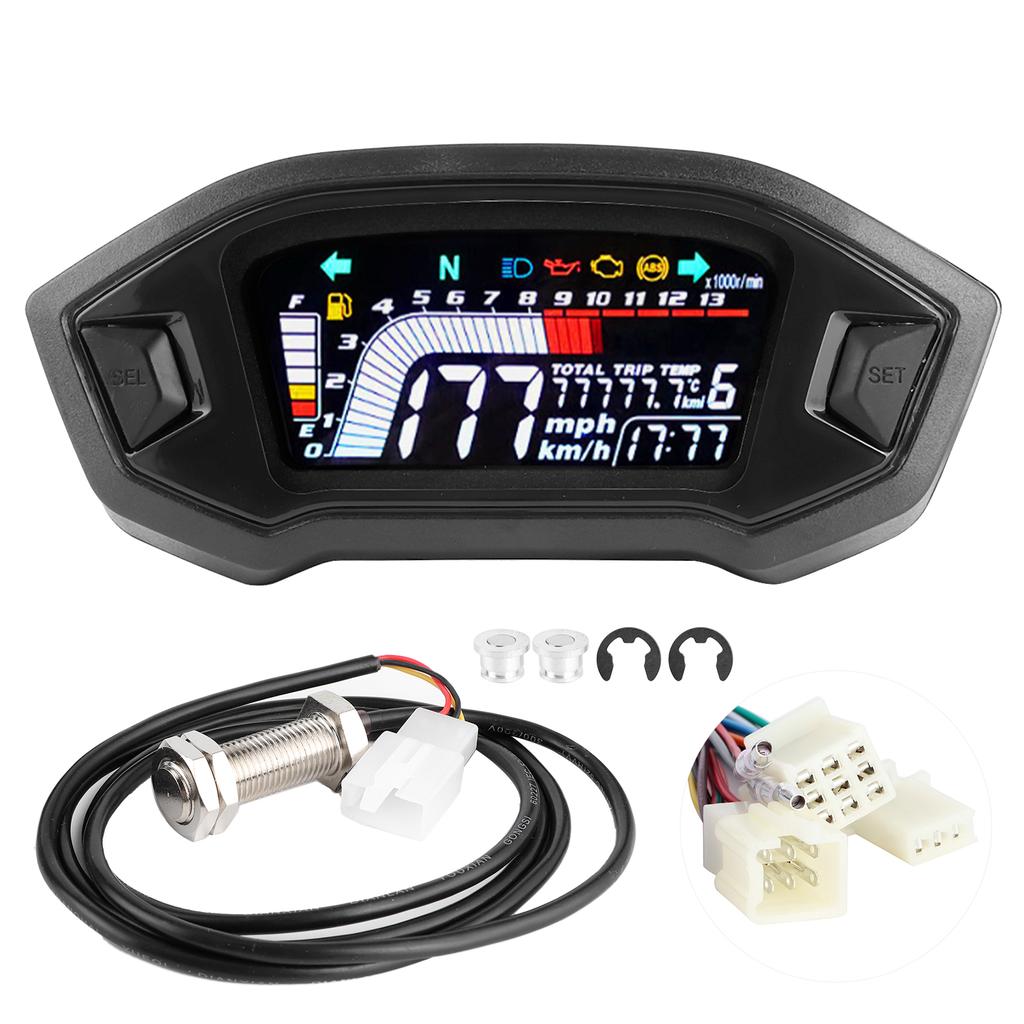 Motorcycle Instrument LCD Odometer Waterproof Speed Gauge for 1 2 4 Cylinder Motorbike