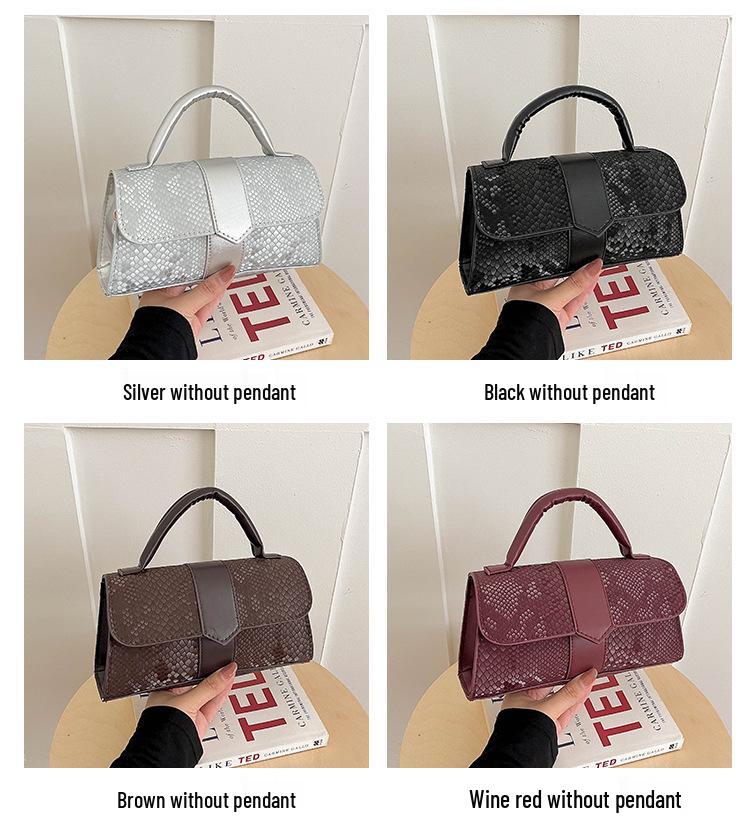 Women's 2026 Niche Snakeskin One-Shoulder Crossbody Handbag with Versatile Star Charm