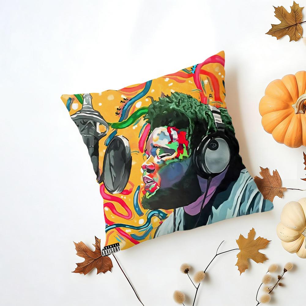 Rapper RRod Wave Cushion Cover Iceland Washable Linen Soft  for Daily Sofa Bed Home Room Decor