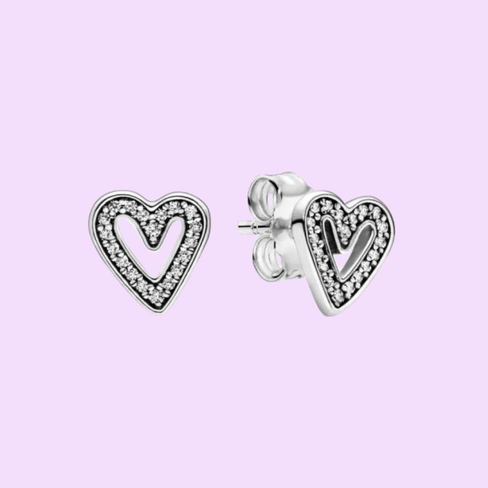 Sterling Silber Herzförmiger Stecker Ohrring für Damen Geburtstags Schmuckgeschenke Mit Stoffbeutel