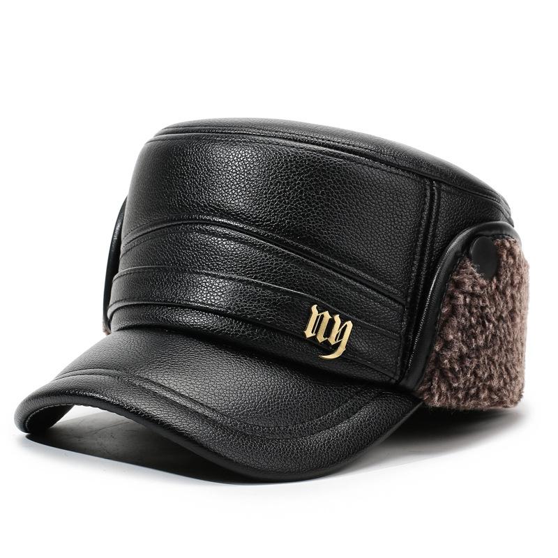 Herren Flachmütze Winter Warme Ohrenschutzmütze für Mittelalte und Ältere Bombermütze Dicke Kältefeste Mütze