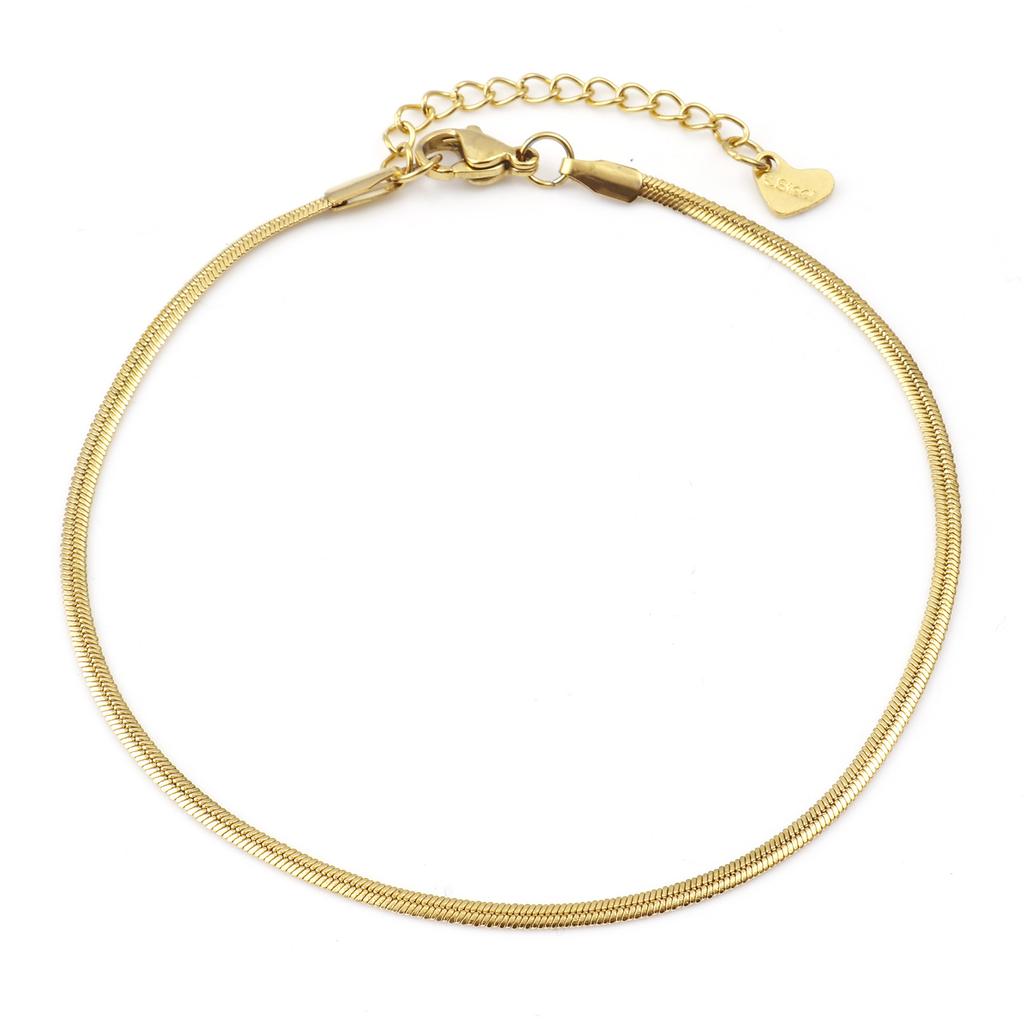 Fashion Stainless Steel Link Chain Anklet Gold Color Bracelet For Women Barefoot Beach Leg Chain Summer Jewelry Gift 23.5cm Long
