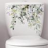 Green Plant Leaves Flowers Toilet Seat Lid Stickers Self-Adhesive Bathroom Wall Stickers Green Leaf Floral Toilet Lid Decals DIY Removable Waterproof
