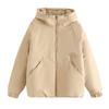 Autumn and winter new hooded padded short jacket drawstring casual loose long-sleeved jacket cotton jacket