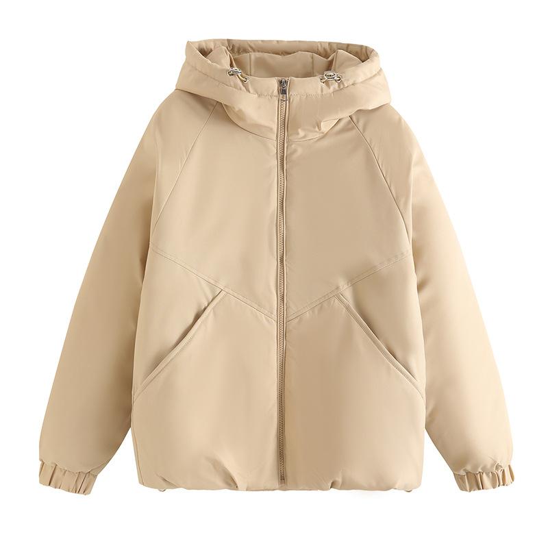 Autumn and winter new hooded padded short jacket drawstring casual loose long-sleeved jacket cotton jacket
