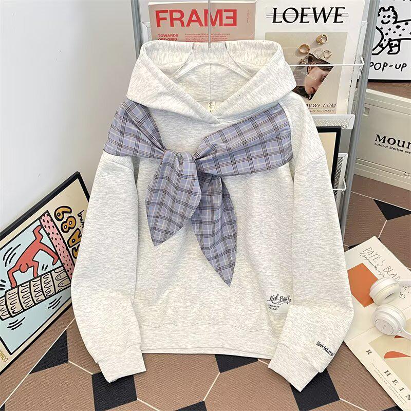 

Men s Vintage Plaid Bow Tie Lace-Up Hoodie - Retro Spring/Autumn Casual Top 2XL