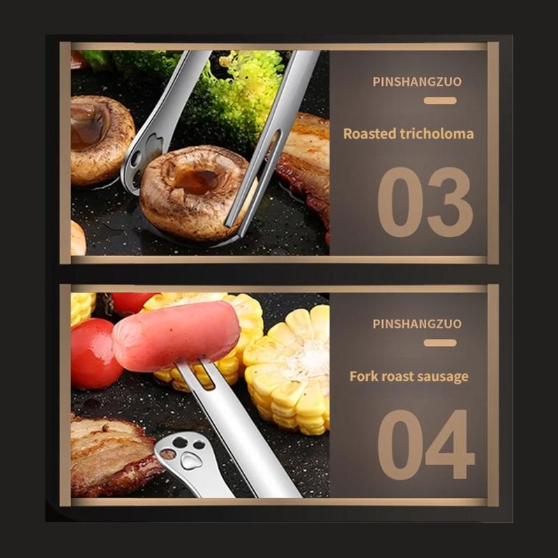 Stainless Steel Grilling Tongs with Cats Claws Shape Ergonomic Handle Heat Resistant Easy Cleaning For Family Gatherings