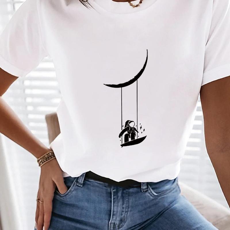 Поездки на выходные и встречи для: Женская футболка с коротким рукавом свободного кроя, однотонная и не требующая особого ухода XXL белый