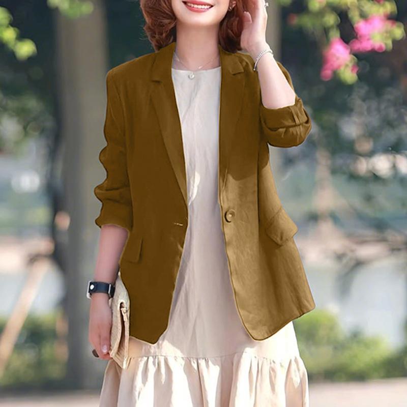 

ZANZEA Женский повседневный кардиган-блузка с отложным воротником, свободного кроя, с длинным рукавом, тонкий 2XL коричневый