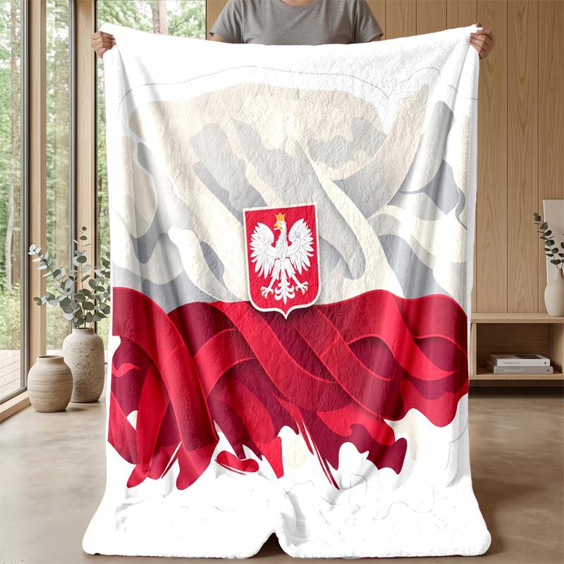 Poland Football Printed Flannel Blanket Skin Friendly Warm Decorative Throw for Indoor Couch Bed Daily Use