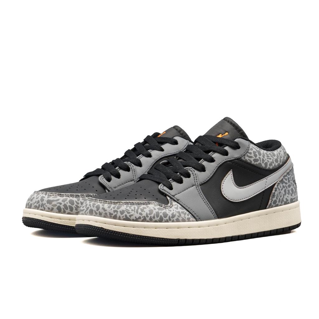 Jordan Air Jordan 1 Cushioning Abrasion Resistant Breathable Low Top Vintage Basketball Shoes Unisex Black 553558-081(Team500-)