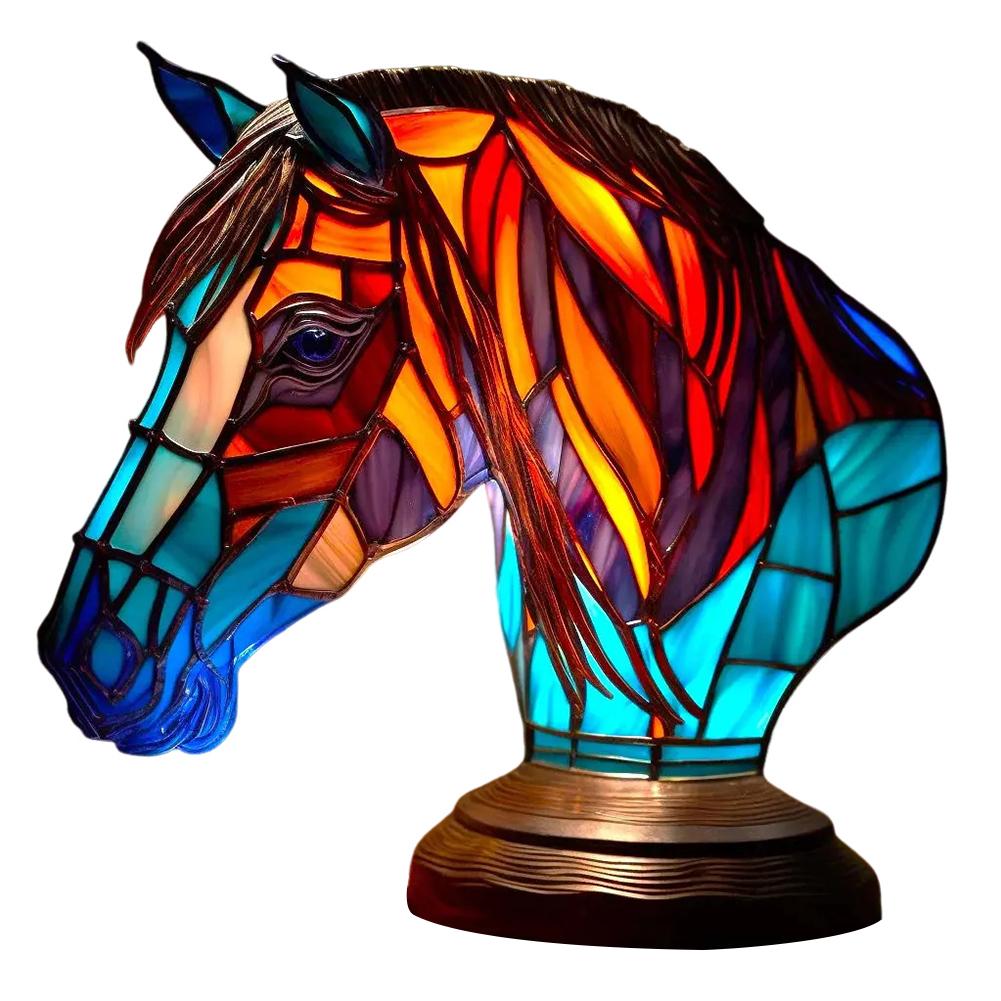 Animal Table Lamp Creative Stained Resin Glass Animal Sculpture Night Light For Living Room Bedroom Home Decoration