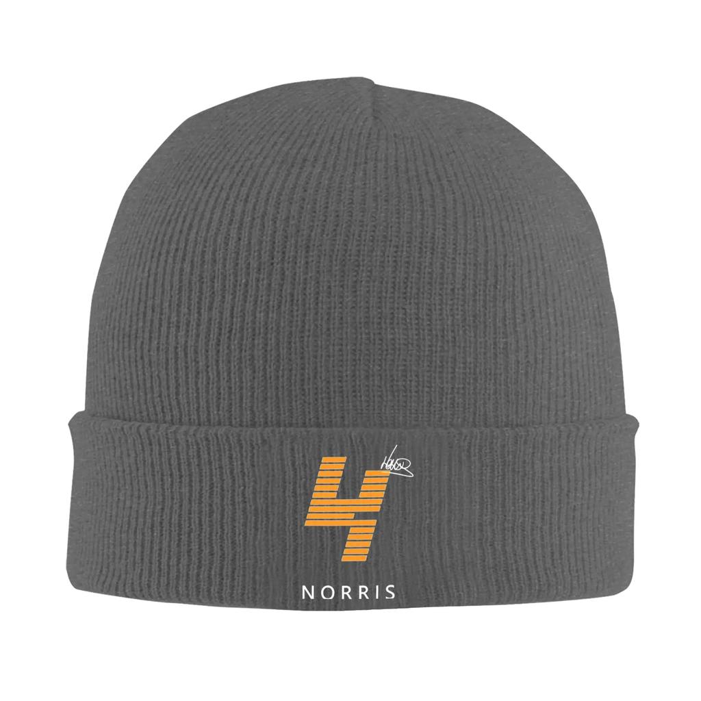 Lando Norris 4 Logo Hats Autumn Winter Skullies Beanies New Auto Racing Cap Unisex Women Acrylic Bonnet
