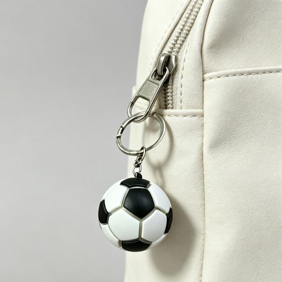 Keychain Pendant with LED Light Realistic Football Design Keyring Compact Bag Decoration Night