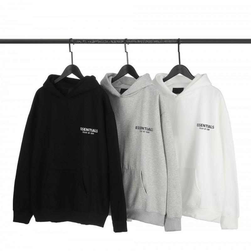 2026 FOG ESSENTIALS Flocked Letter Hoodie Unisex Casual Thick Cotton Sweatshirt