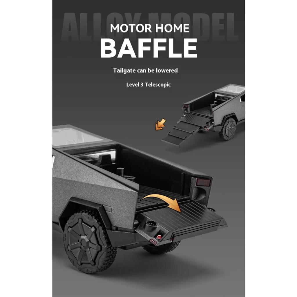 1/24 Tesla Cybertruck Off Road Truck Alloy Metal Diecast Car Model Sound Light Hobby Collectible Birthday Gifts for Boyfriend Children
