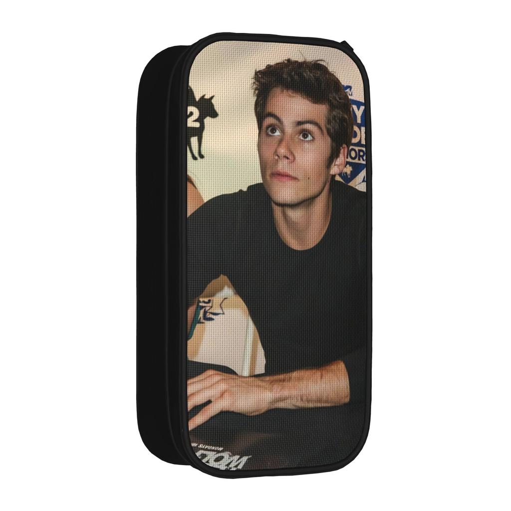 Large Capacity Pencil Pouch Dylan Obrien Actor Office Supplies Double Layer Pencil Case Stationery Women Makeup Bag Amazing Gift