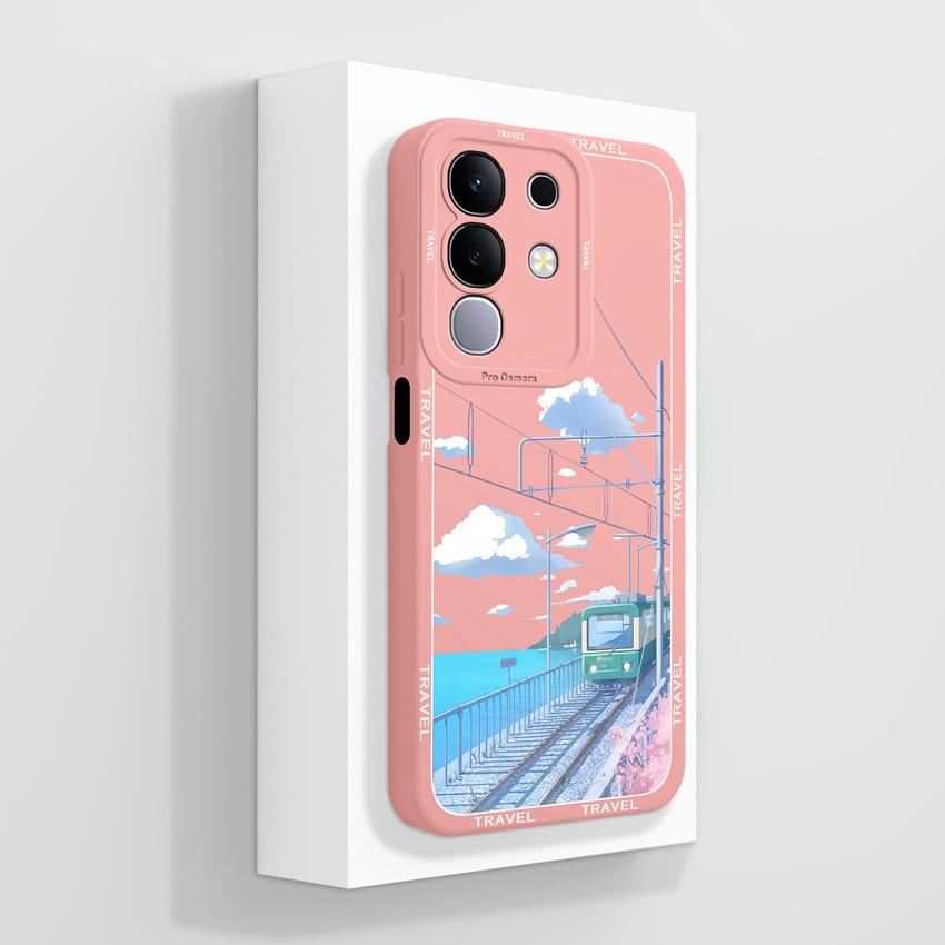 For Vivo T4x T2x T1x V27 V23 Pro V21 V21E V23 V23E V25 V25E V27E Y19E IQOO Z10X Phone Cover Cute Avocado Pattern Liquid Silicone Shell For Vivo Casing