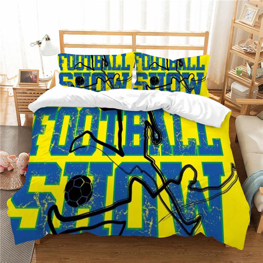 Bed Set Football Quilt Cover 3D Printing Beding Cover Suit Soccer Home Bedclothes with Pillowcase Soft Duvet Cover