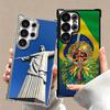 Brazil Brazilian Flag Plating Phone Case For Samsung Galaxy S24 S25 FE S26 Edge S23 Ultra S22 S21 Plus S20 Anti-Fall Airabag Cov