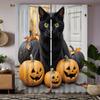 Set Of 2 Hd Halloween Black Cat Pumpkin Decorative Curtain Tie Digital Printed Home Decoration Style Decorate Polyester