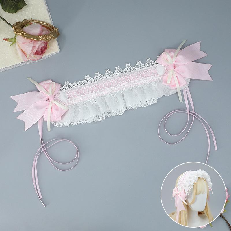 Handmade Bow Lace Headband Japanese Girl Lolita Hairpin Soft Cute Two-dimensional Headgear Cute Sister Hair Accessories