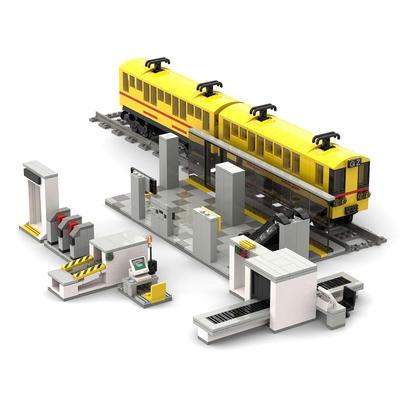 Small Particle Assembly Subway Station Gate Ornament Station Luggage Security Check Door Frame Track Building Block Diy