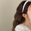 Korean Pink Bow Fabric Sponge Hair Hoops Hairband  for Women Sweet Solid Color Elastic Wide Hair Band Headwear Hair Accessories