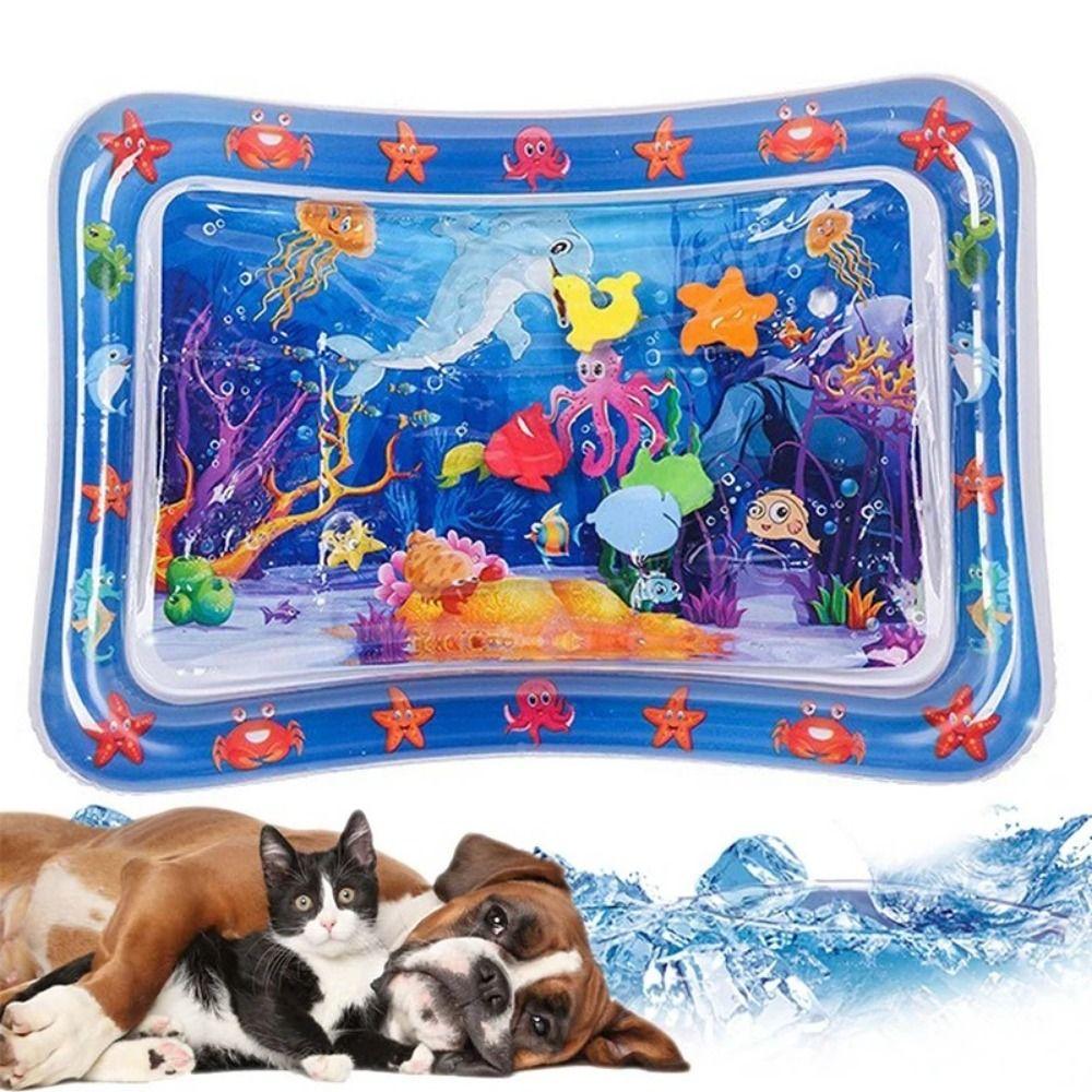 PVC Pet Inflatable Water Mat Cartoon Sensory Water Play Mat Creative Pet Play Sensory Toy  Summer