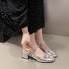 Fashion Summer Mary Jane Sandals Women's Thick Heel Shoes One Button Baotou Single Shoe Elegant Comfortable Ladies Sandals Zapatos Mujer
