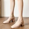 Patent Leather Thick High-heeled, New Women's Hundred with A Word with High-heeled Women's Single Shoes, Women's High-heeled Shoes, Elegant