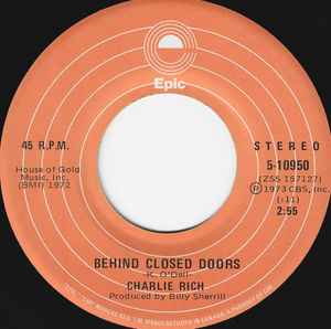 

7inch Record CHARLIE RICH - Behind Closed Doors 510950 EPIC 1973 Canada Country/Folk Used