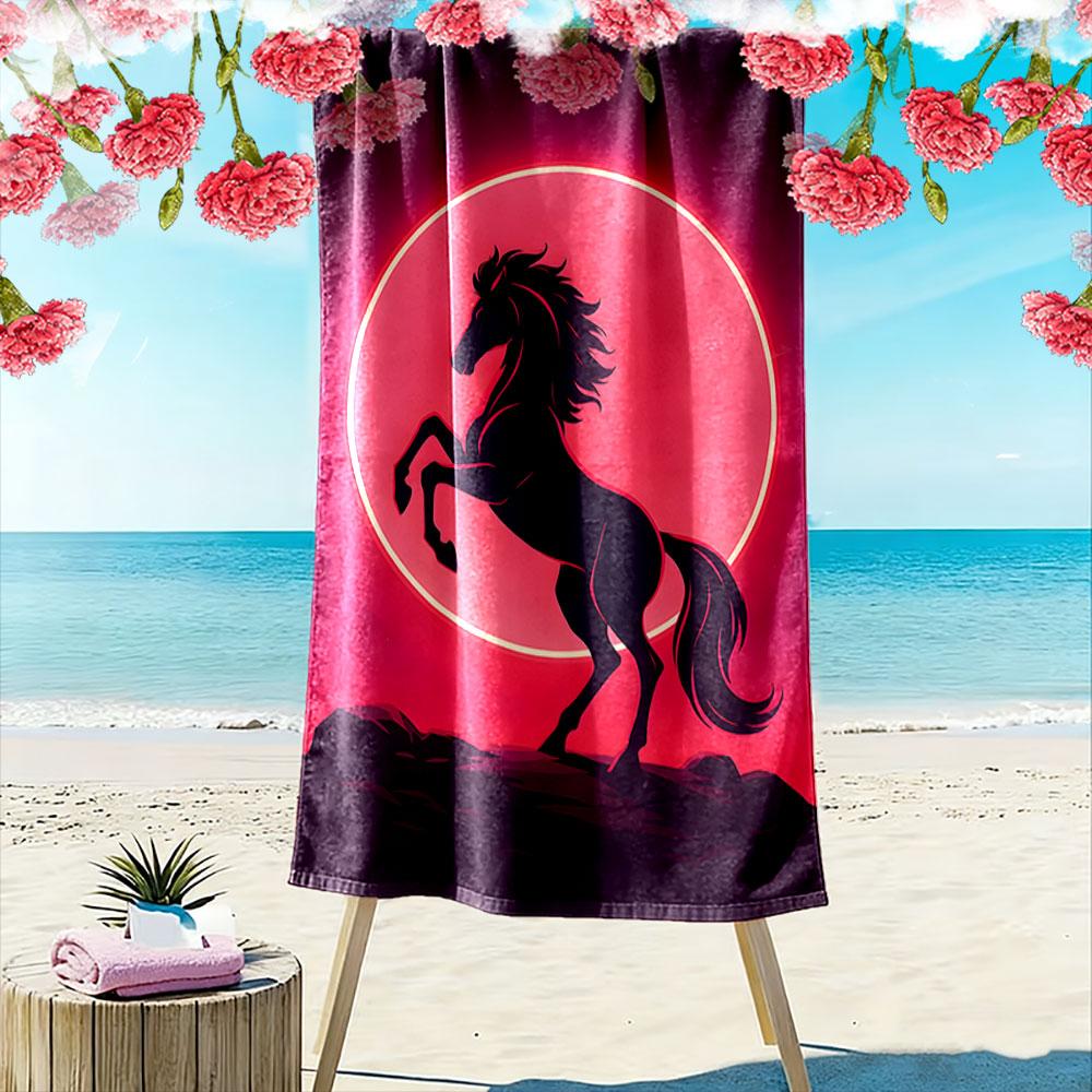 Majestic silhouette under moonlight Print beach towel, quick drying, suitable for travel, outdoor sports, jogging, the beach and swimming, gift