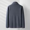 Solid Color Men Coat Stand Collar Cardigan Jacket Polar Fleece Lining Long Sleeve Zipper Placket Daily Wear Outwear