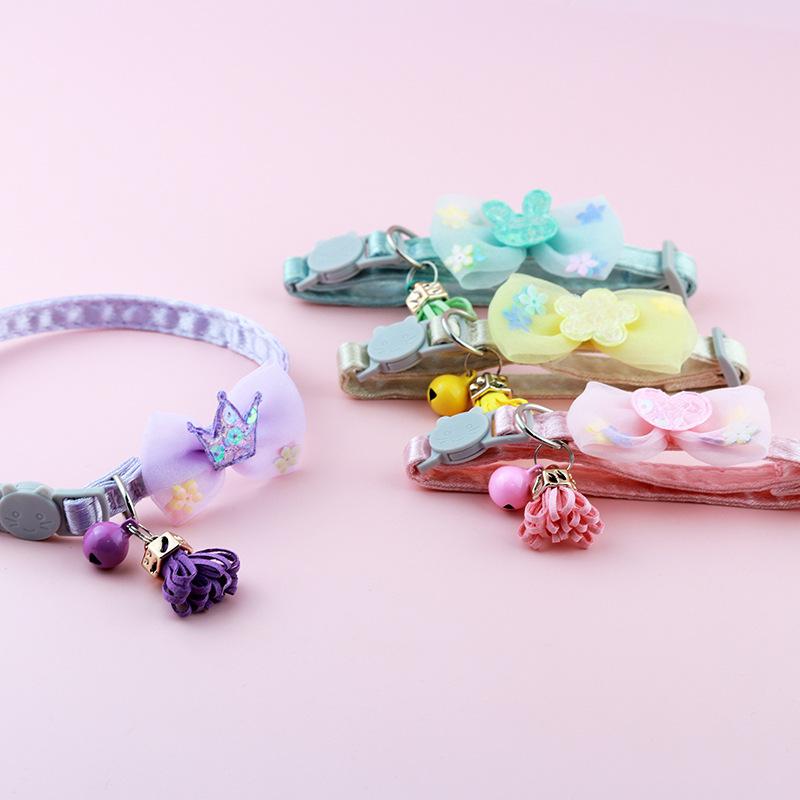 Classic Breakaway Cat Collar with Bow Tie and Bells, Adjustbale Kitten Collar, Safety Basic Collar with Cute Patterns for Girl Boy Kitty