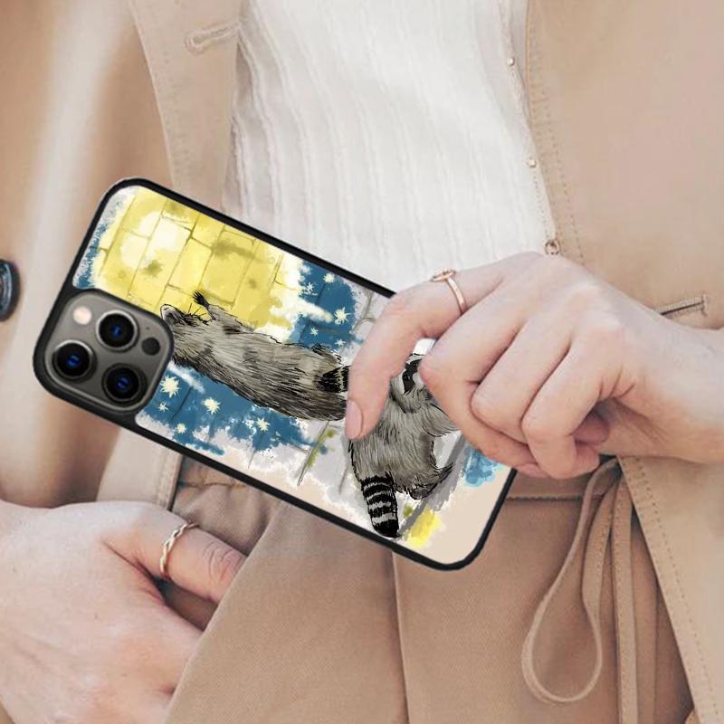 Cute Happy Kawaii Racoons Magnetic Phone Case For APPLE iPhone 17 Air 16 14 13 12 Pro Max 15 Plus Wireless With MagSafe Cover