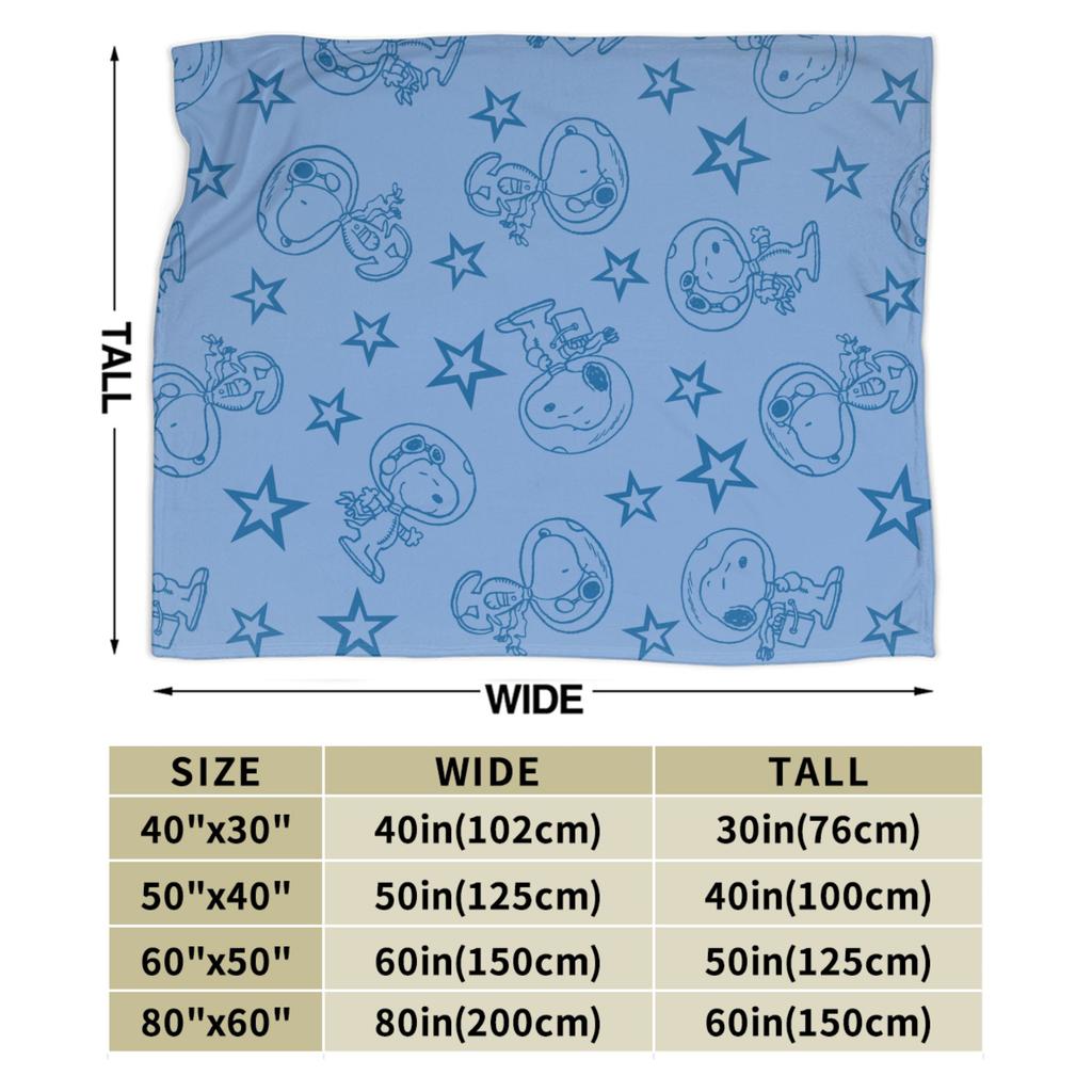 Snoopys Blue Space Astronaut Pattern Blanket Cover Flannel Throw Blanket Bed Sofa Printed Soft Warm Bedsprea,
