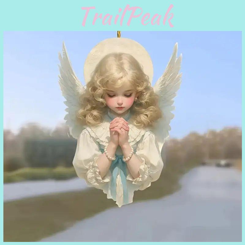 Charming Cartoon Acrylic Angel Keychain For Car Rearview Mirror Decor Accessory