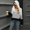 New Loose Color Splicing Zipper Hooded Long Sleeved Blouse Autumn and Winter Top Women Casual Simple Fashion Elegant Office Women's Clothing