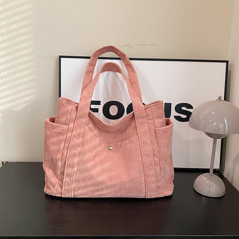 Tote Bag Women's Popular Casual Simple Large-capacity Versatile Shoulder Bag Fashion Contrasting Color Velvet Bag This Year