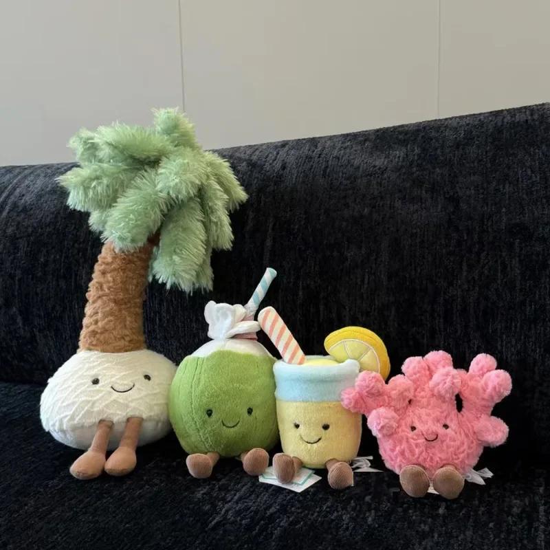 New In-Stock Jelly Cat Summer Coconut Backpack Pendant Lemonade Plush Cushion Home Bedroom Decorations Girl Gift