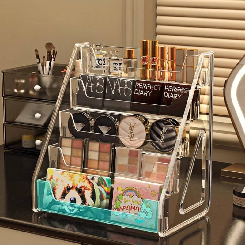 Stepped Acrylic Cosmetics Storage Boxes Organizer Makeup Layers Large Dressing Table Clear Lipstick Eyeshadow Tray Storage Rack