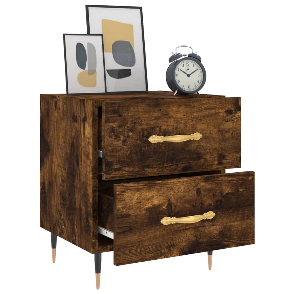 Nightstands 2 Pcs Smoked Oak Finish 40 X 35 X 47.5 Cm Engineered Wood