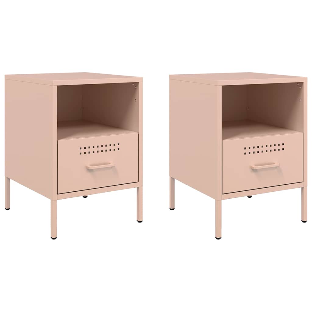 Nightstands 2 pcs Pink 36 x 39 x 50.5 cm Steel
