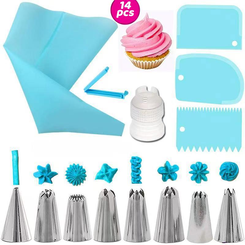 14/20 ks Sada zdobicích špiček pro zdobení krémem a polevou, DIY čokoládový krém, cukrářské potřeby na pečení, zdobení dortů, opakovaně použitelné cukrářské sáčky