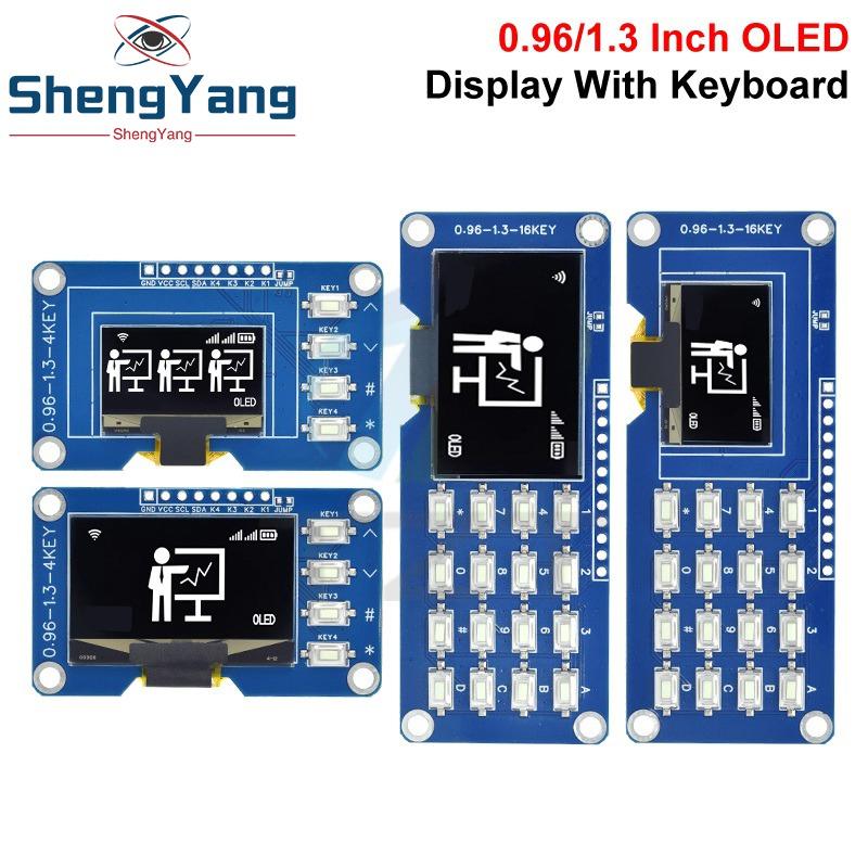 TZT 0.96/1.3 inch I2C OLED Display Driver SH1116/SH1315 with 1x4/4x4 keyboard Display Module screen module