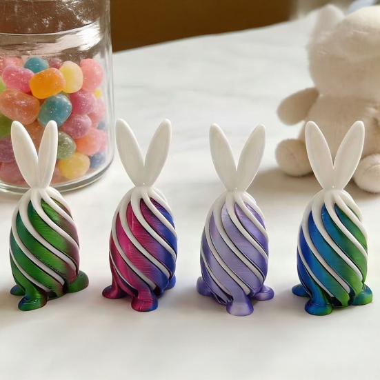 Spiral Kaninöra Ägg Fidget-leksak 3D-printad Påskhare Ägg Spiral Genomgångsskulptur Figur Prydnad för Högtidsparty